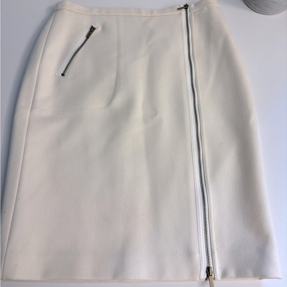 J Crew Ivory Cream Wool Pencil Skirt